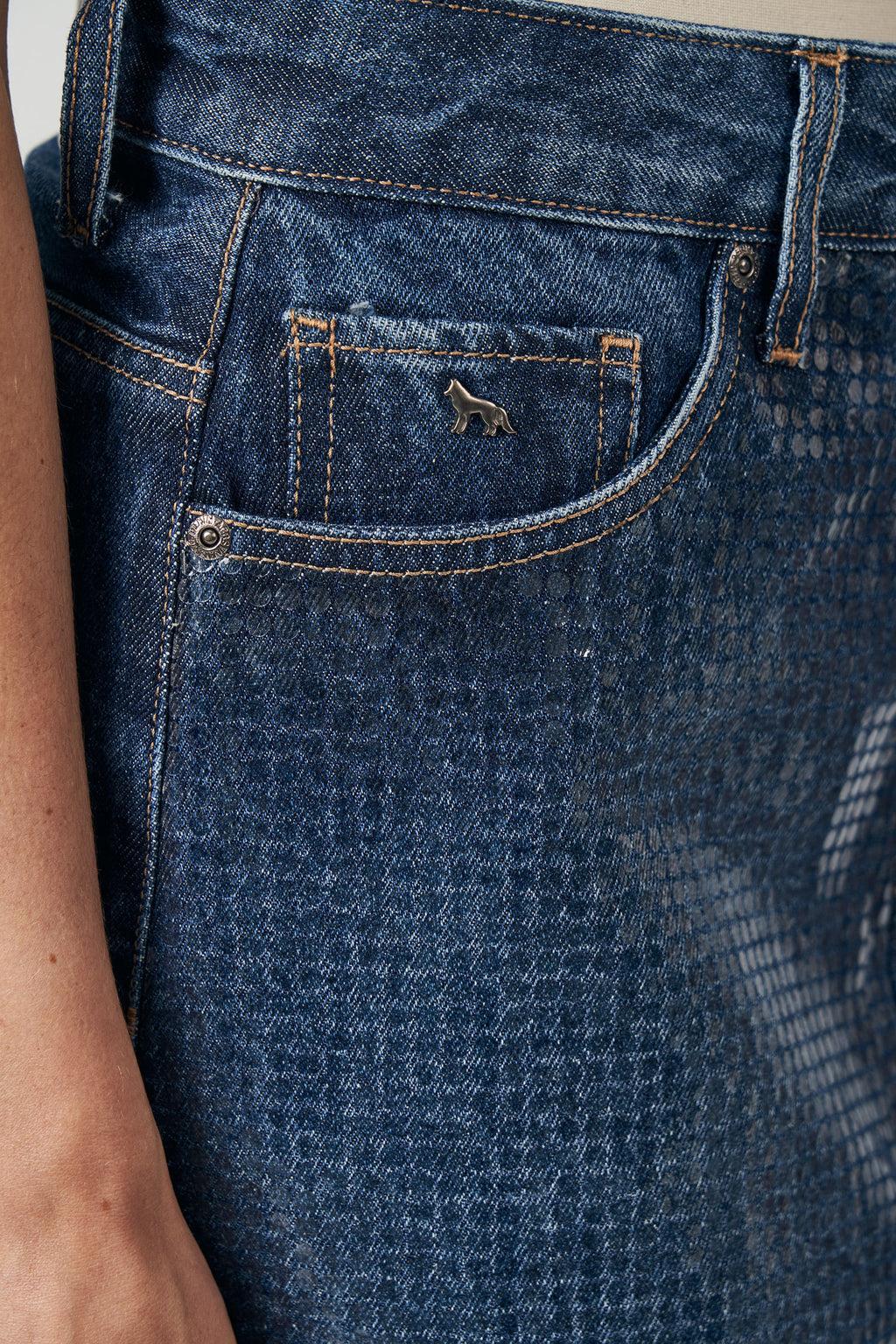 Saia Jeans Glam Feminina Acostamento Jeans Escuro