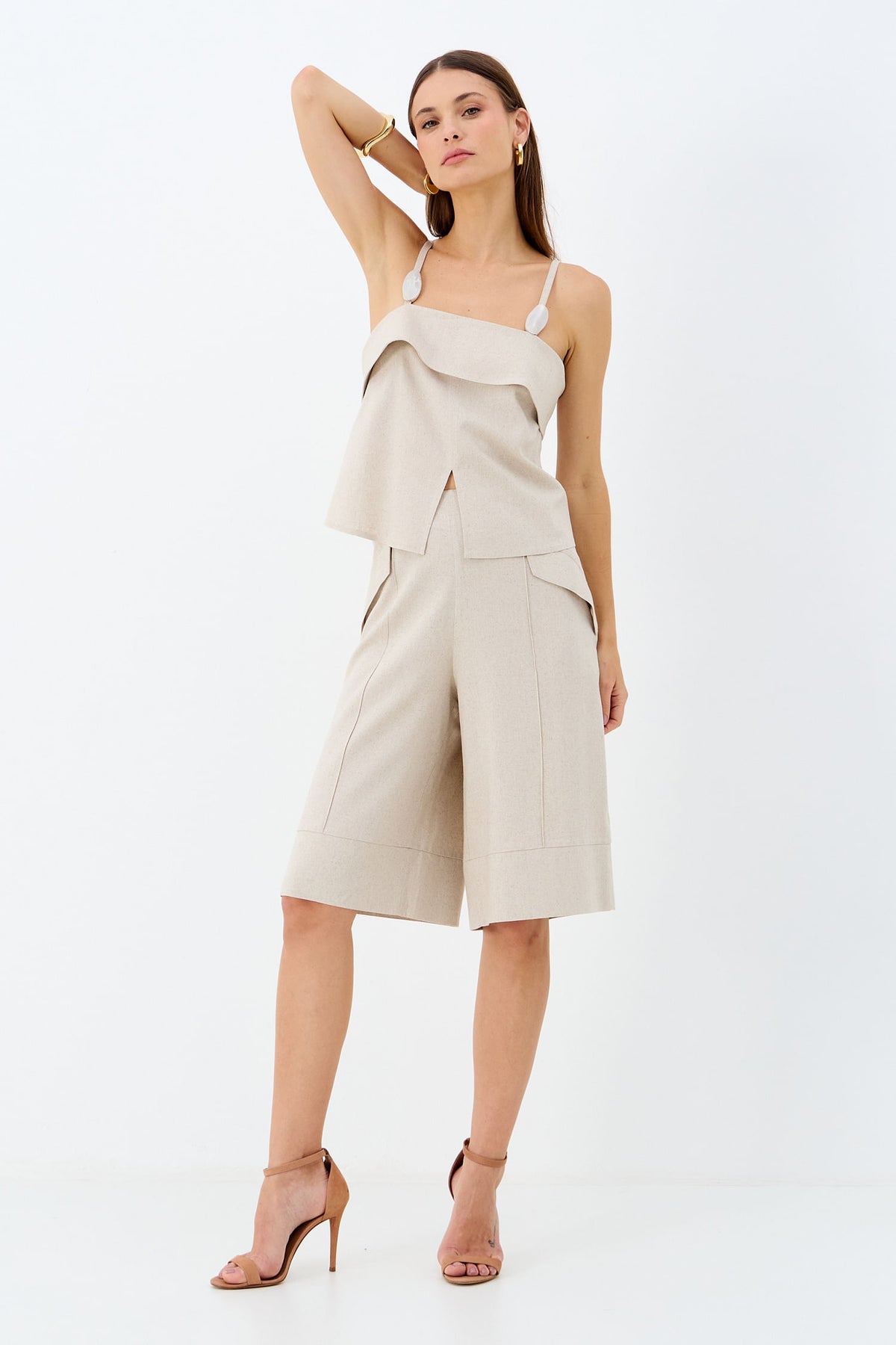 Blusa de Linho com Aviamento ACT Feminino Natural