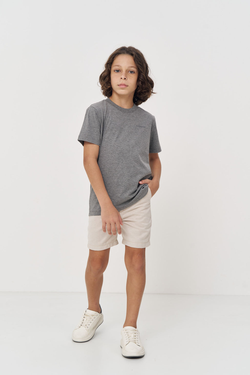 Camiseta Estilo Casual Menino Acostamento Next Mescla Grafite