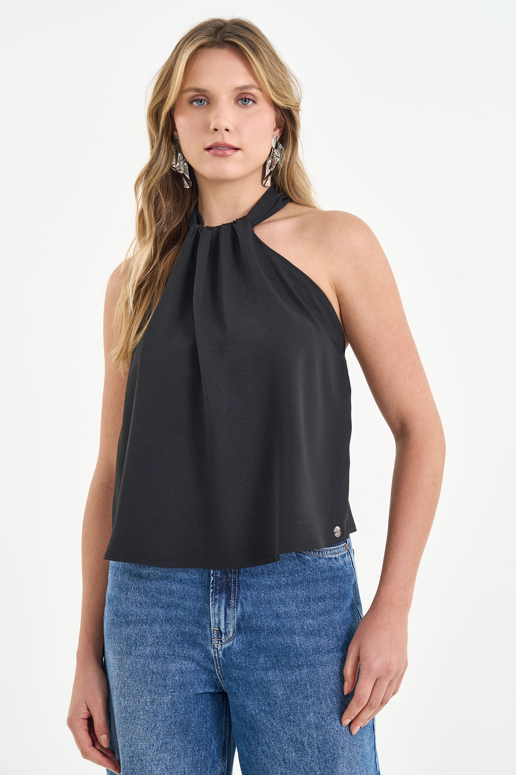Blusa Fluida com Amarração nas Costas ACT Feminino
 Preto