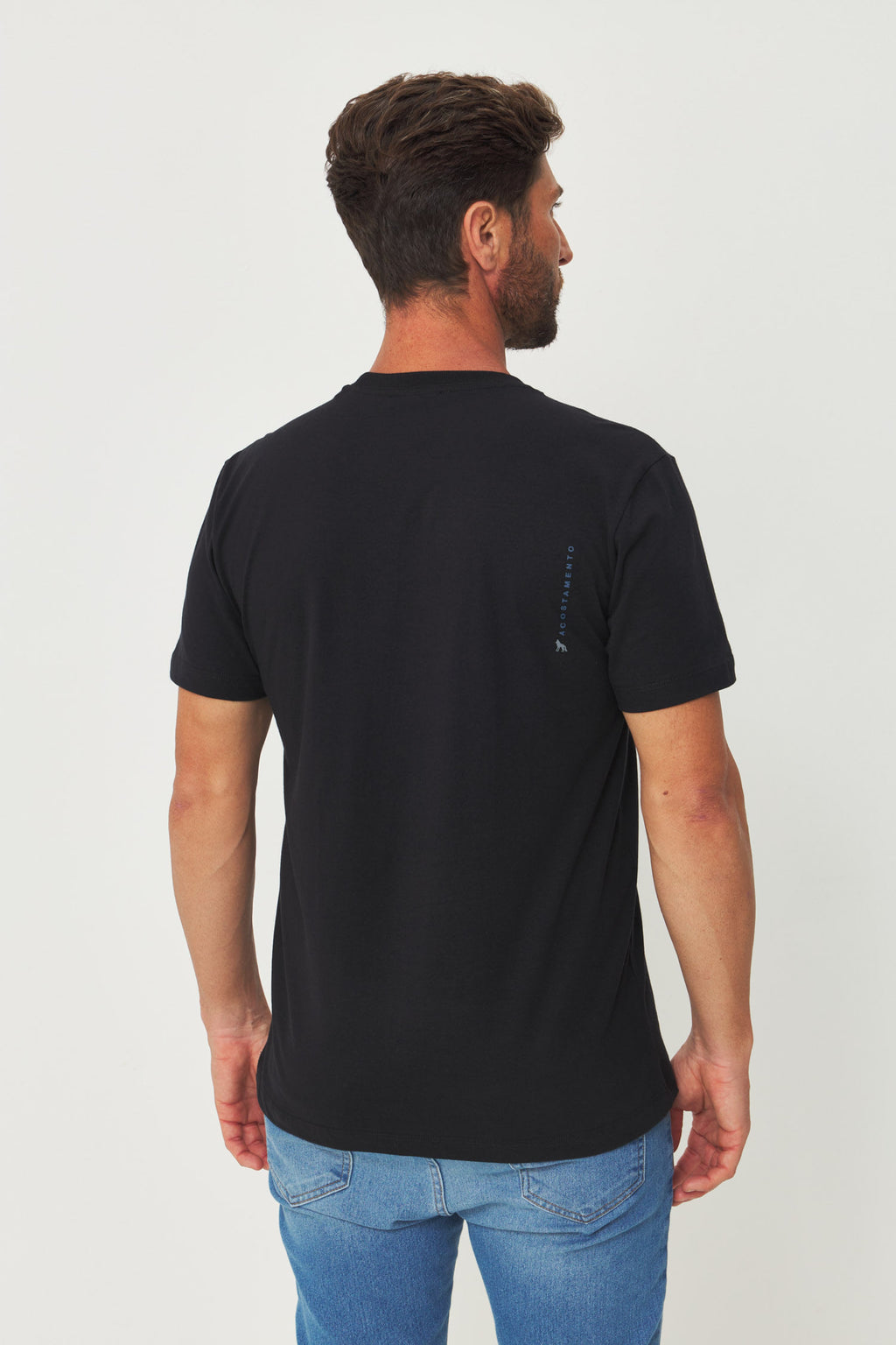 Camiseta Casual Estampada Masculina Acostamento Preto