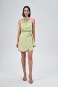 Vestido Acetinado Decote Colar Feminino Acostamento Areia