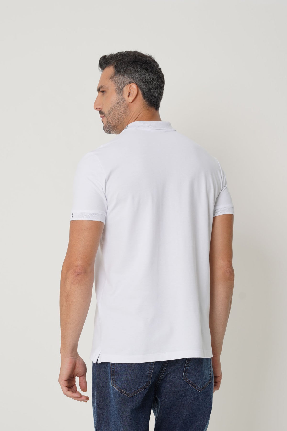 Polo Classic Masculina Acostamento Branco