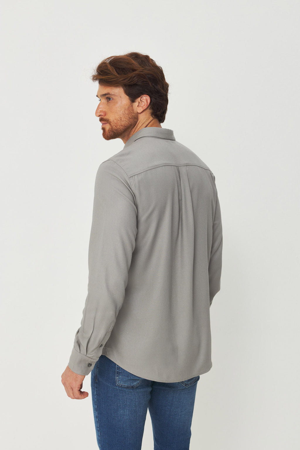 Camisa Manga Longa Premium Masculina Acostamento Cinza
