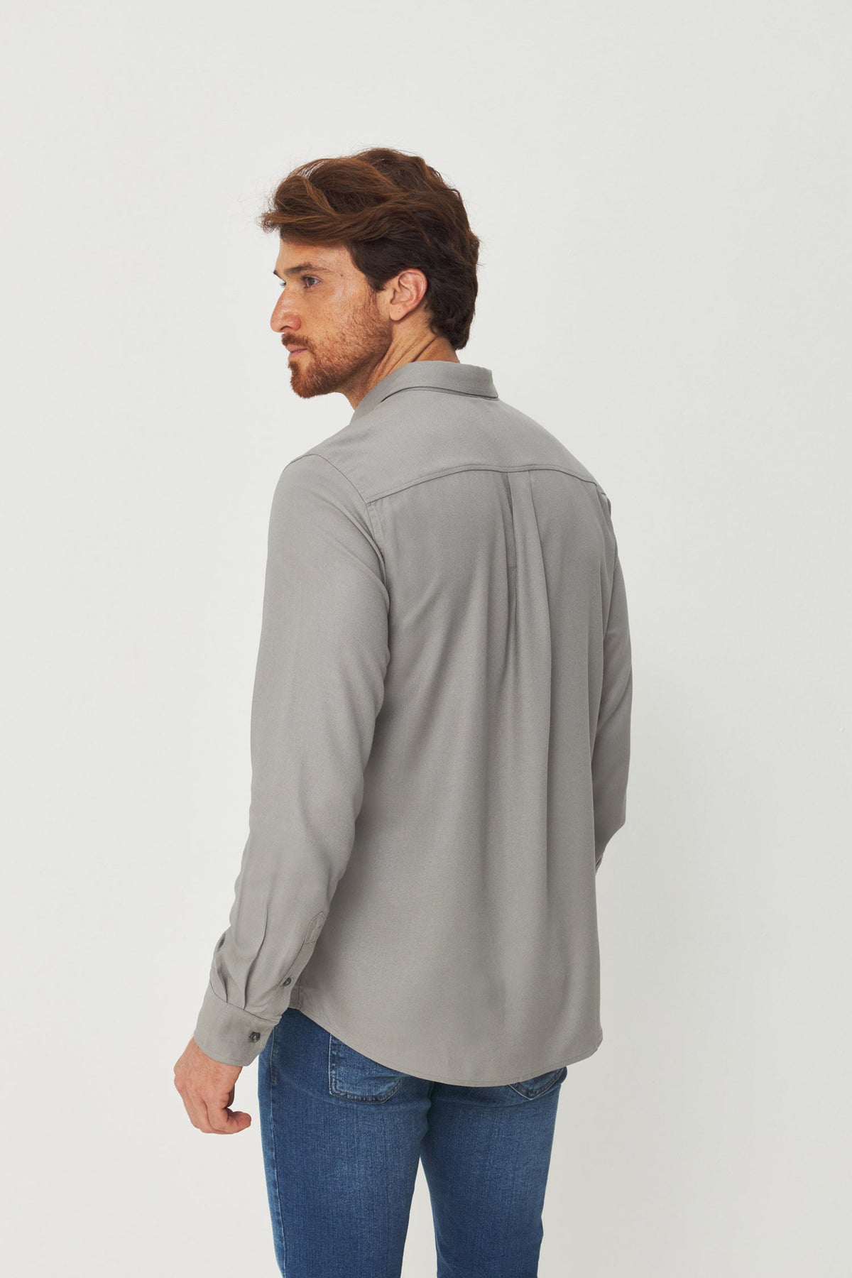 Camisa Manga Longa Premium Masculina Acostamento Cinza