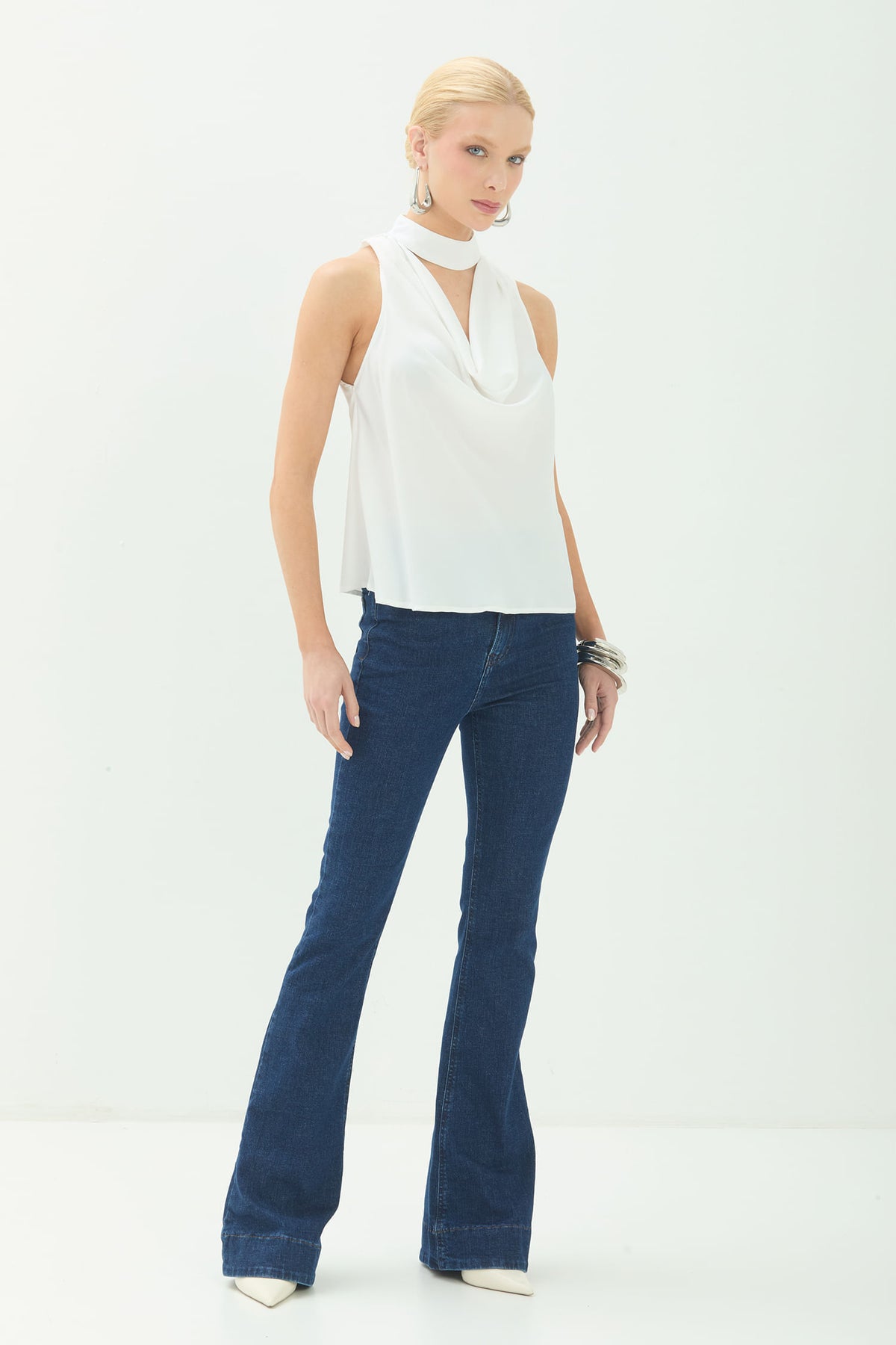 Blusa Gola Alta com Degagê ACT Feminino Off White