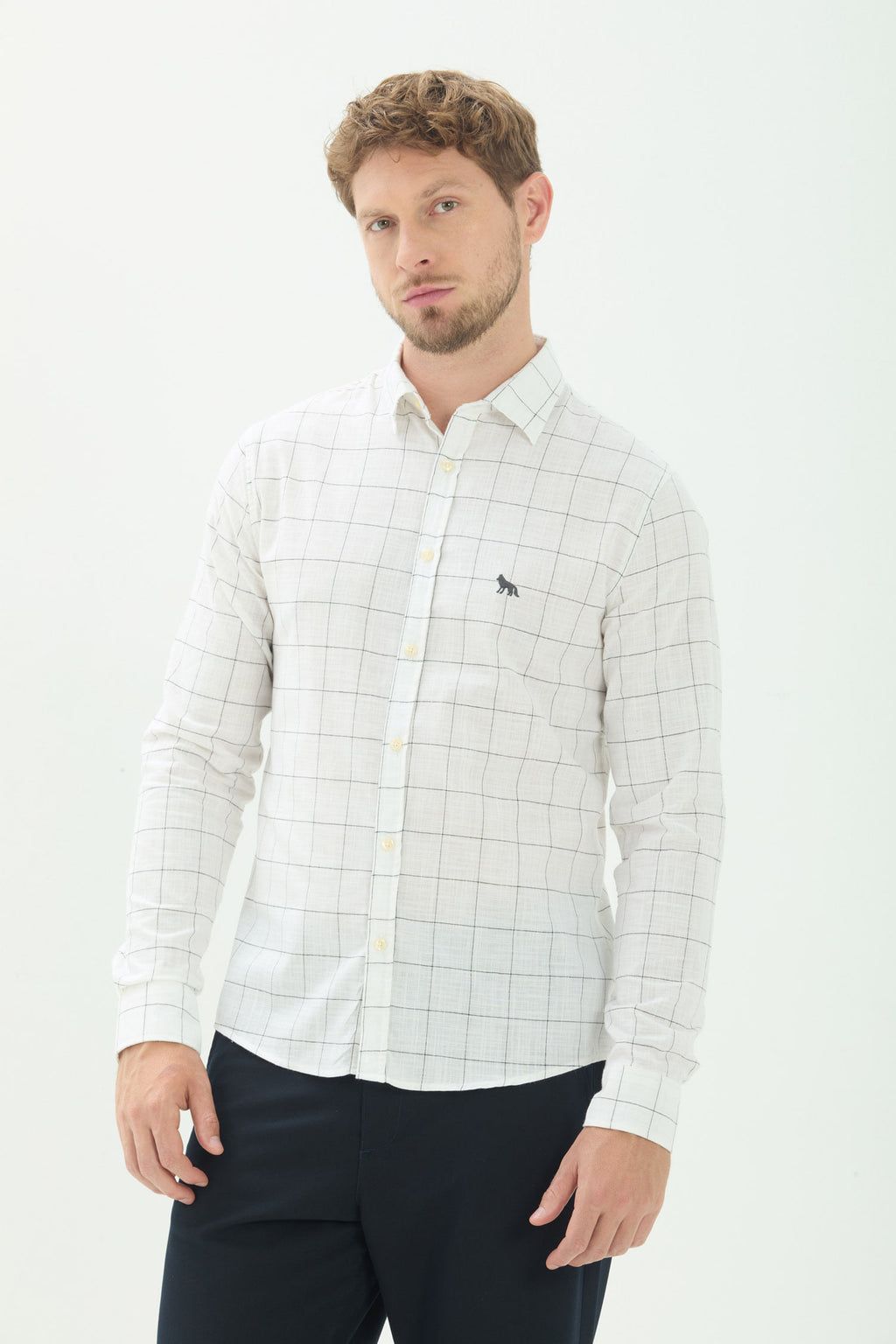 Camisa Manga Longa Xadrez Masculina Acostamento Xadrez Off