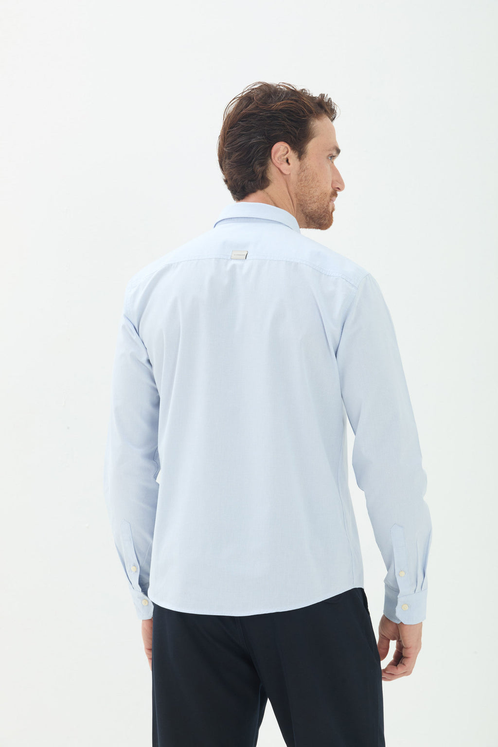 Camisa Manga Longa Scrivania Masculina Acostamento Micro Vichy Azul Claro