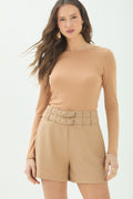 Short Alfaiataria Com Cinto ACT Feminino Sand