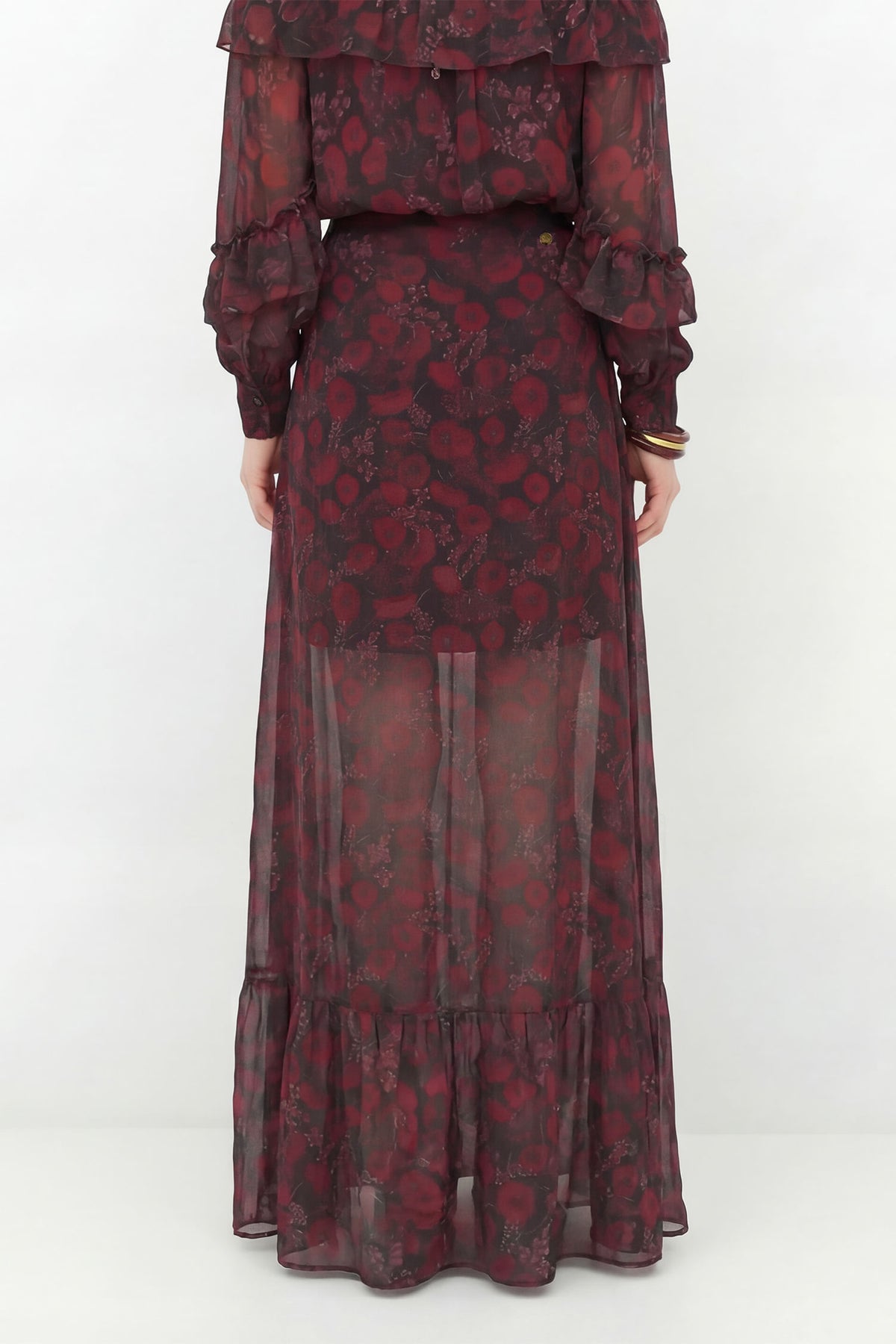 Saia Longa Fluida Estampada ACT Feminina Velvet Garden