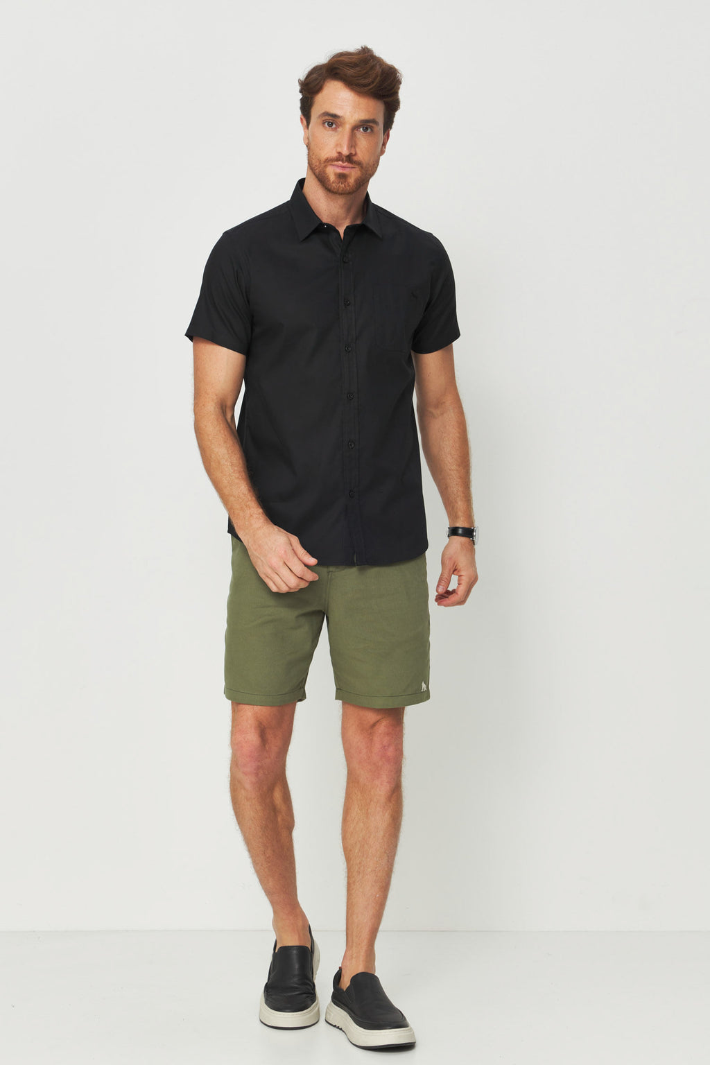 Bermuda Básica Casual Masculina Acostamento Verde