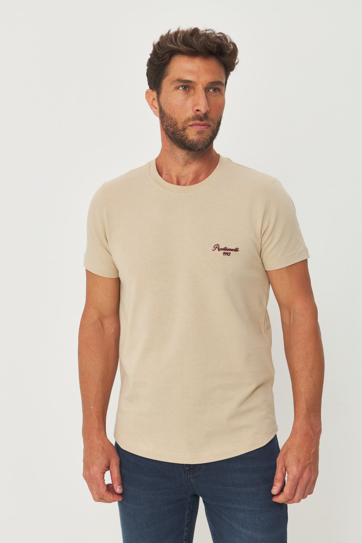 Camiseta Elastano Casual Minimal Masculina Acostamento Goanna