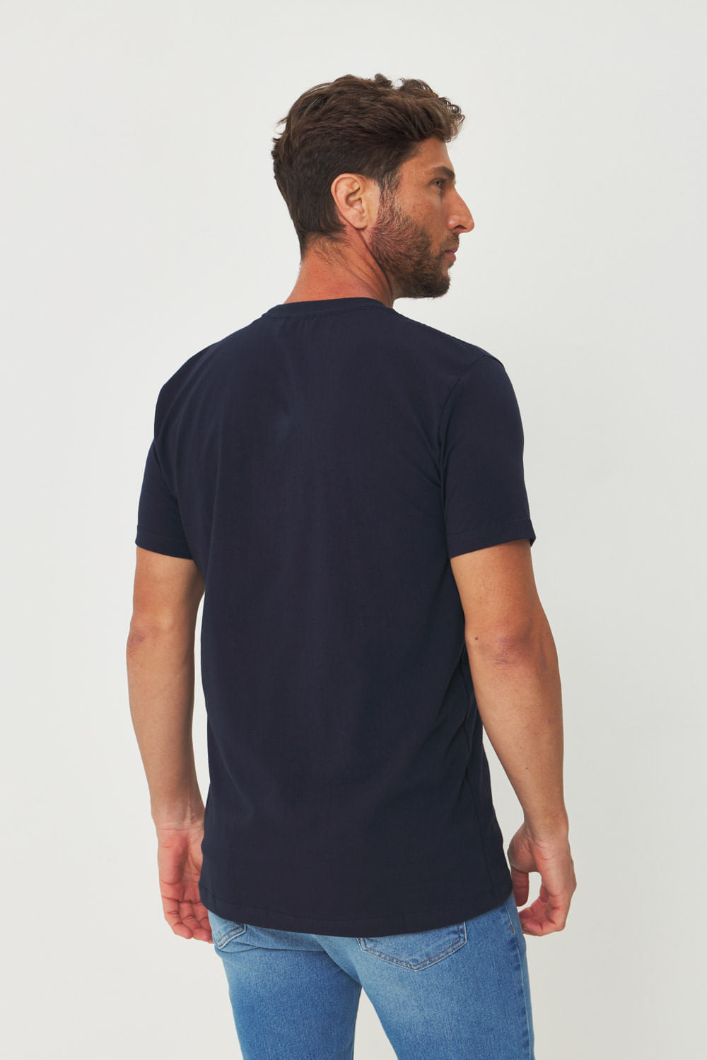 Camiseta Detalhe Minimalista Masculina Acostamento Marinho