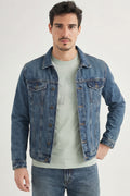 Jaqueta Jeans Worker Masculina Acostamento Jeans Escuro