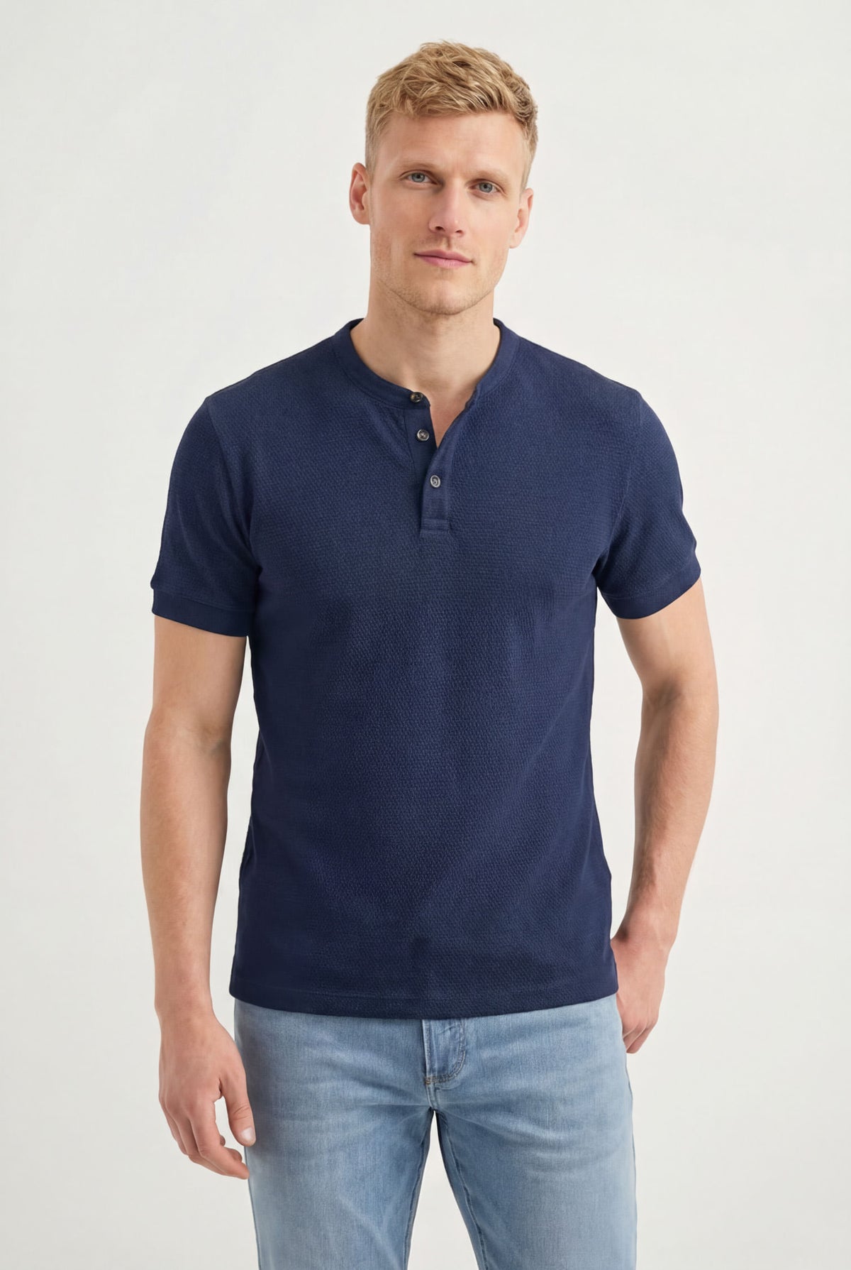 Camiseta Com Botão Masculina Acostamento Marinho