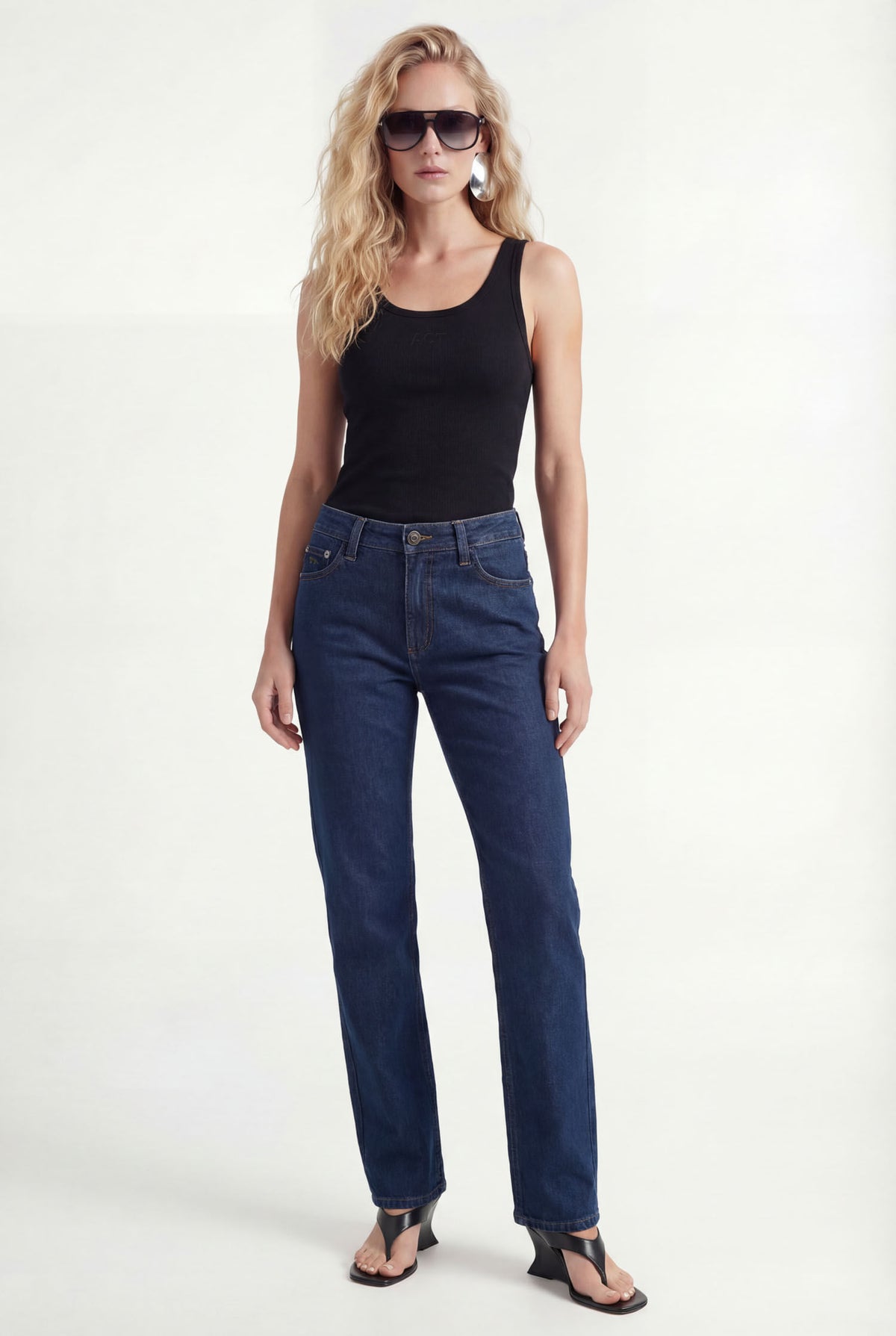 Calça Jeans Relaxed Fit ACT Feminina Jeans Escuro