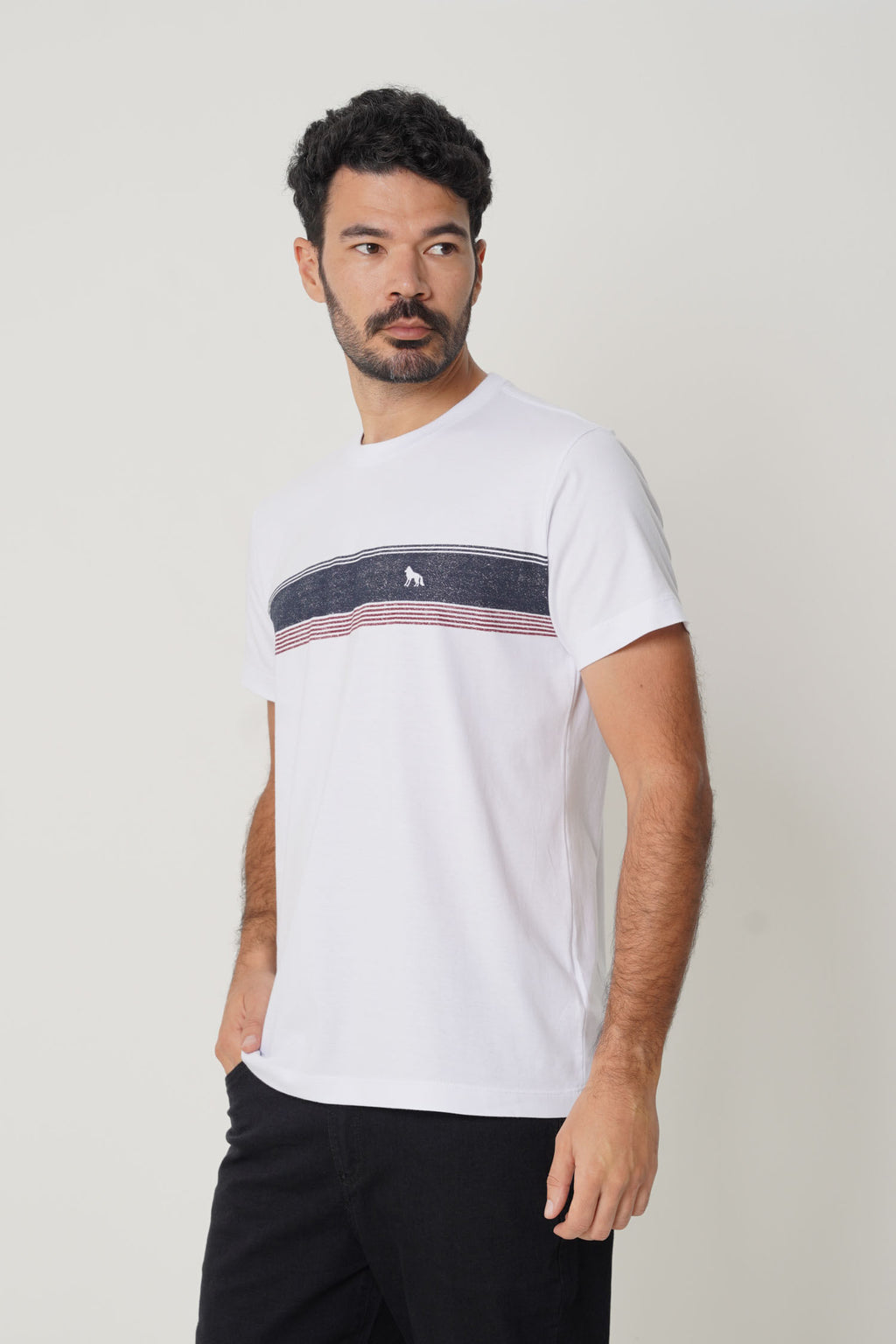 Camiseta Manga Curta Casual Masculina Acostamento Branco
