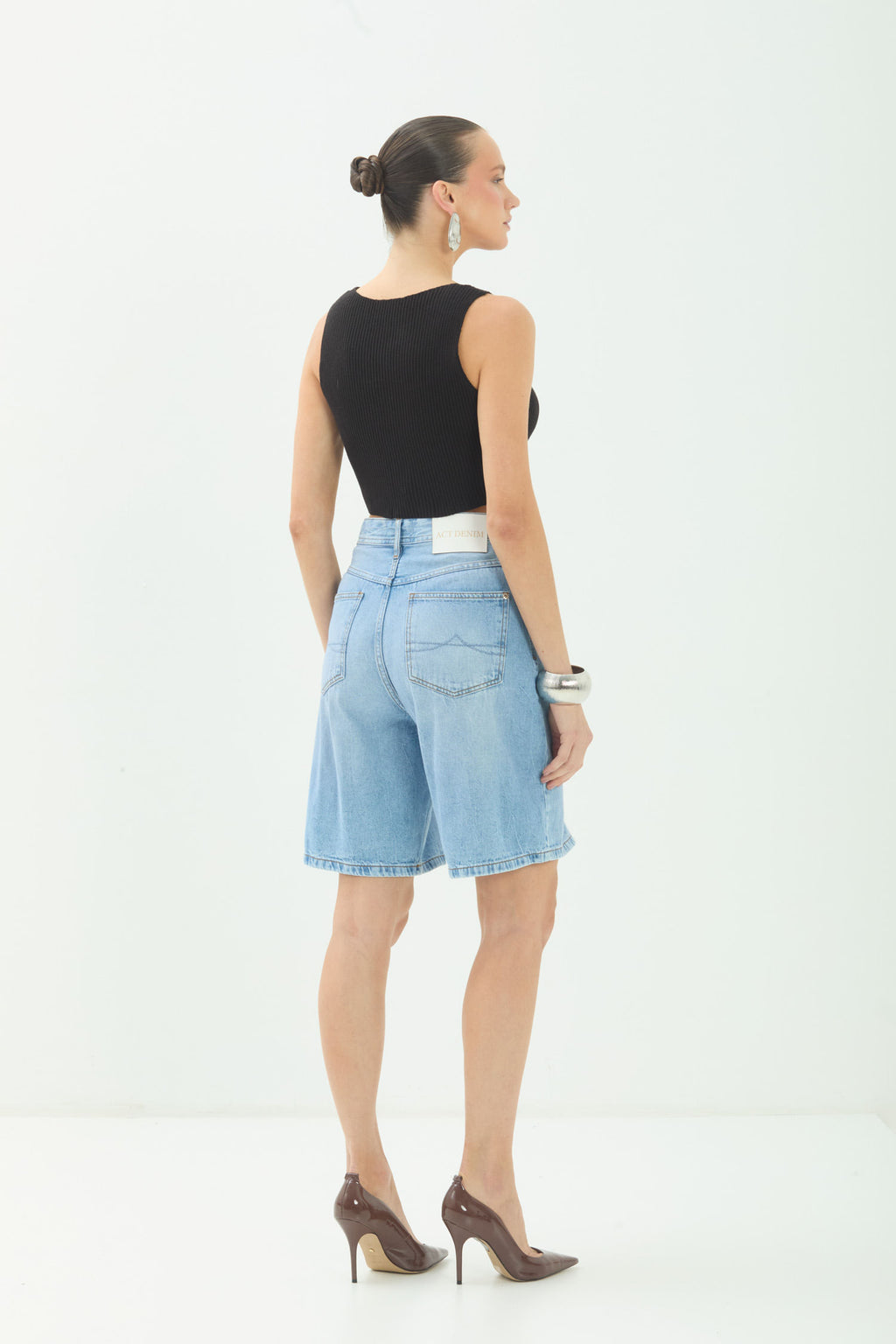 Bermuda Jeans Mom ACT Feminino Jeans Claro
