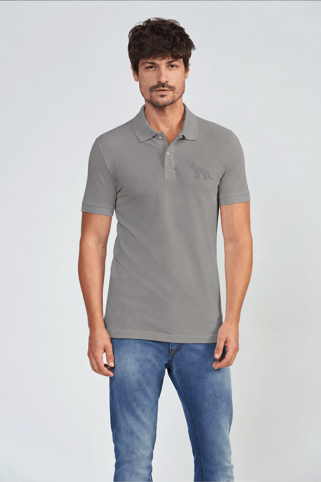 Polo Wolf Max Masculina Acostamento Mescla Grafite
