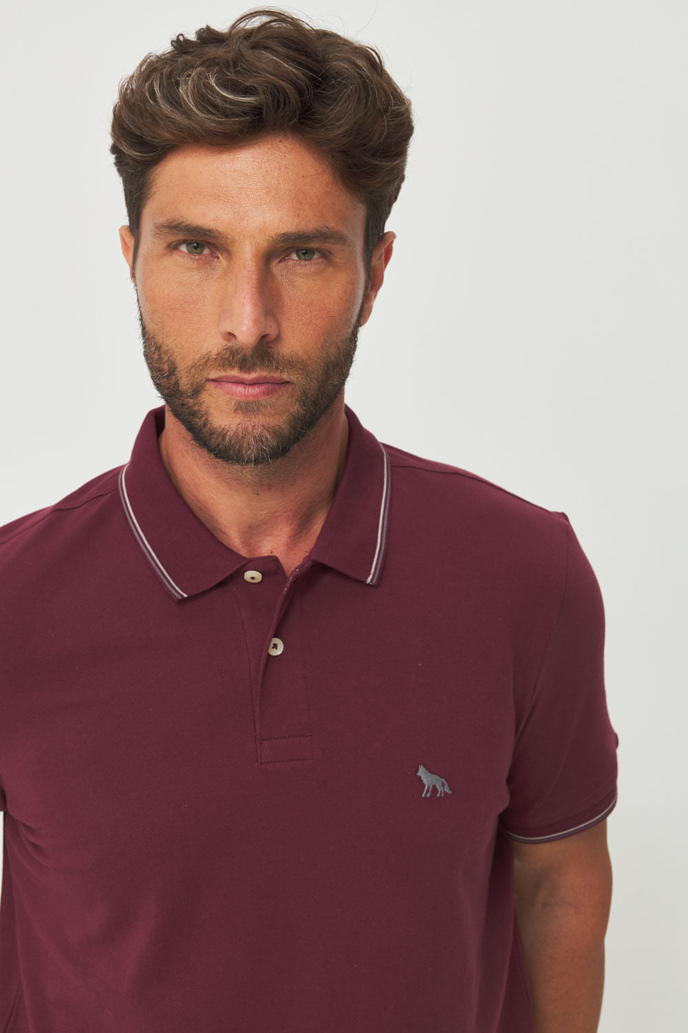 Polo Básica Detalhada Masculina Acostamento Barca