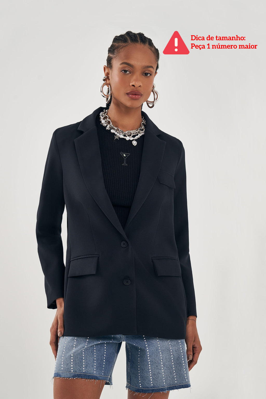Blazer Alfaiataria Feminino Inblanche Preto