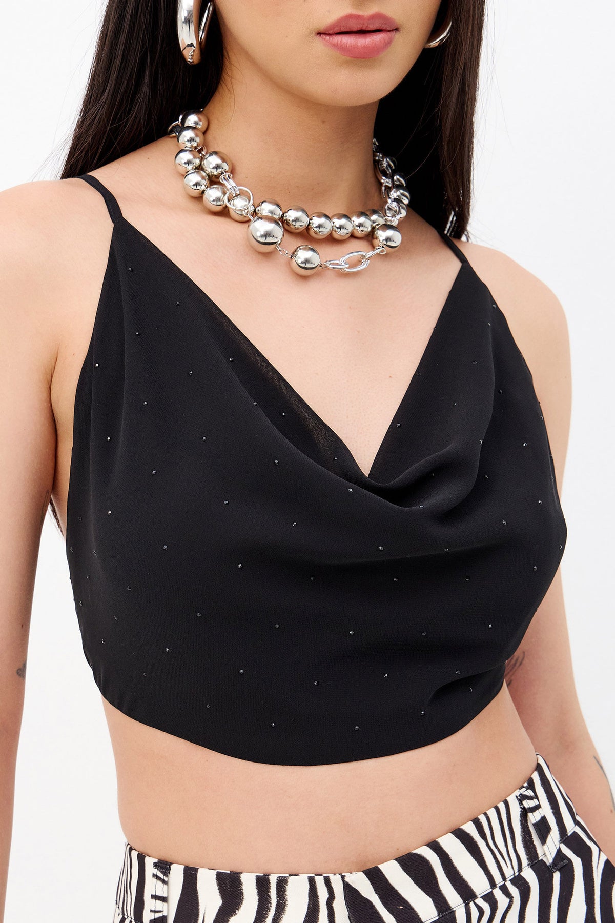 Top Degagê Strass Feminino Inblanche Preto