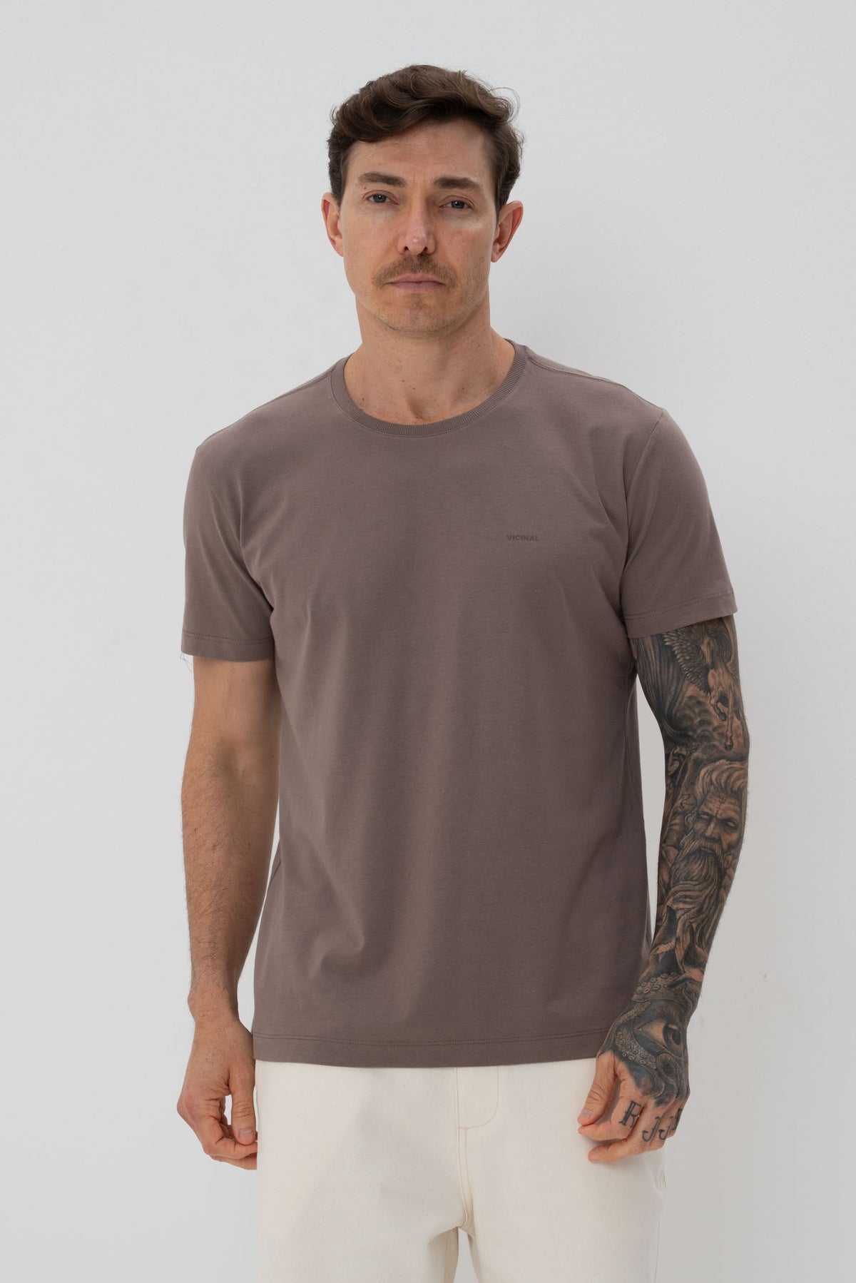 Camiseta Classic Básica Masculina Vicinal Capuccino