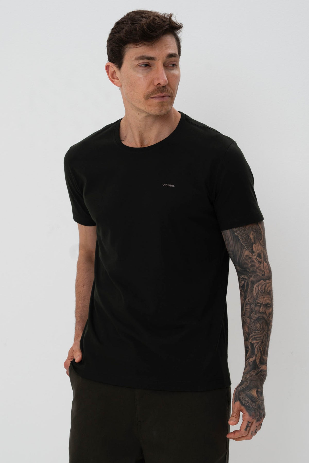 Camiseta Classic Básica Masculina Vicinal Verde Folhagem