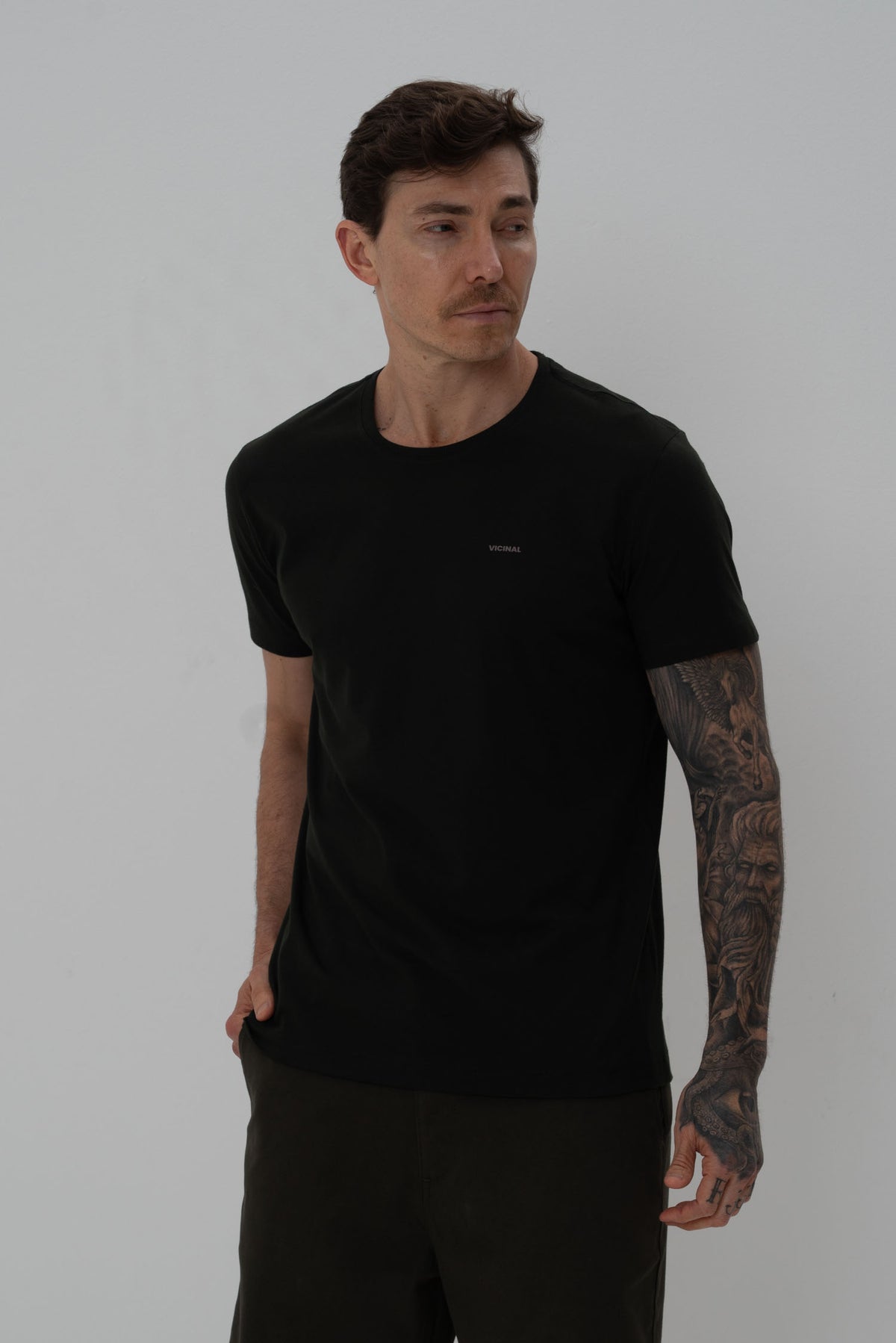 Camiseta Classic Básica Masculina Vicinal Verde Folhagem