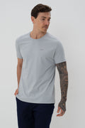 Camiseta Classic Básica Masculina Vicinal Azul Neblina