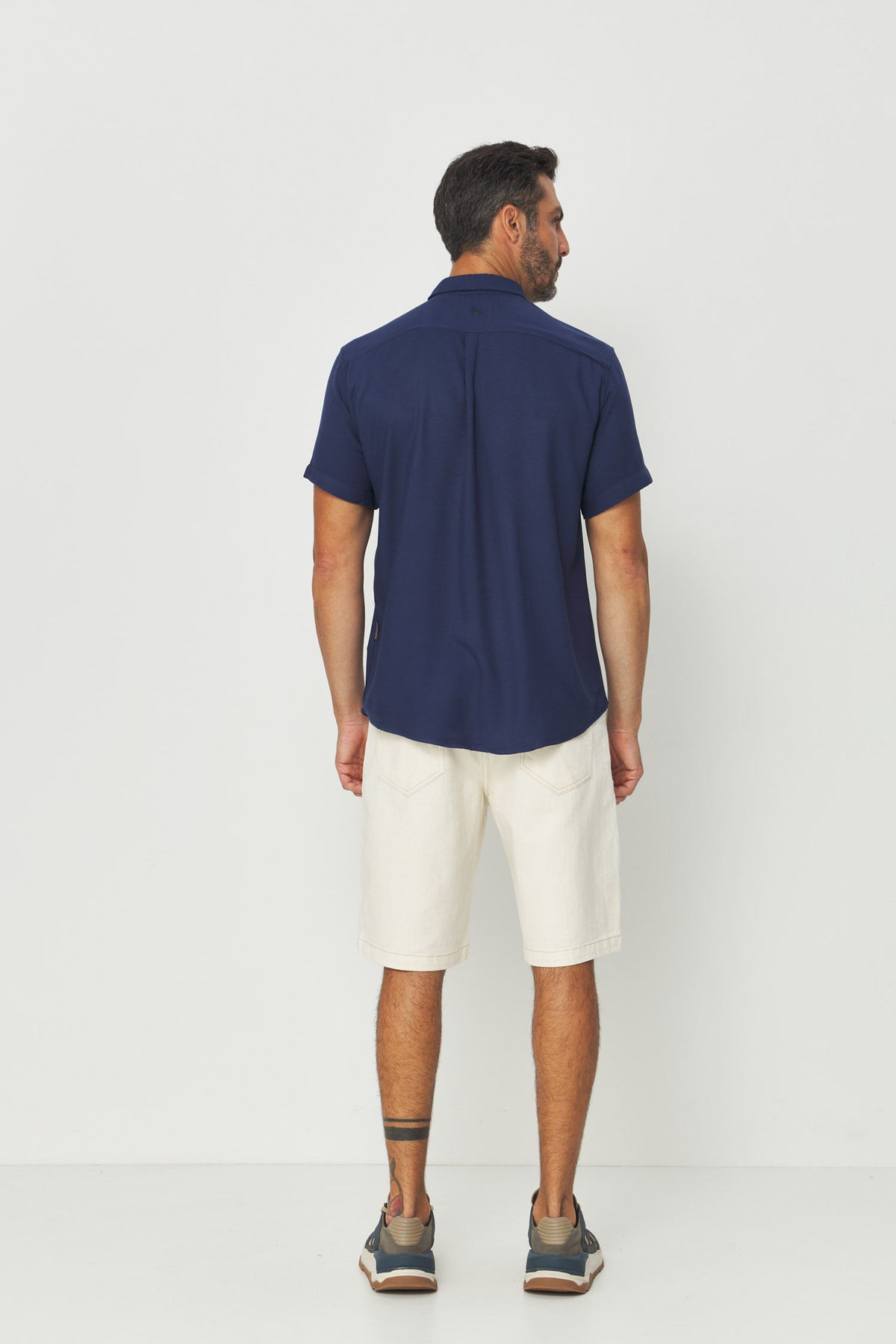 Camisa Manga Curta Leve Masculino Acostamento Marinho