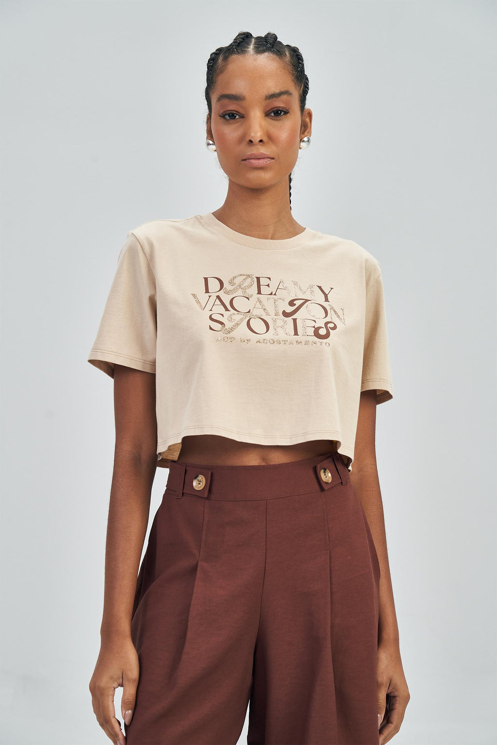 T-Shirt Lettering Shinny Feminina Acostamento Preto