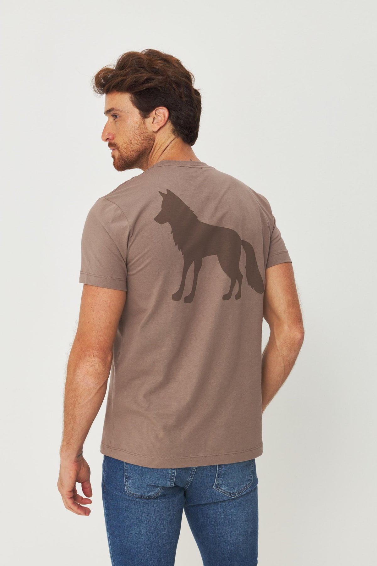 Camiseta Básica Silk Minimalista Masculina Acostamento Capuccino