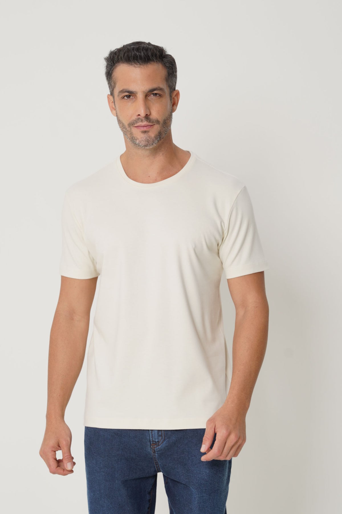 Camiseta Básica Algodão Masculina Acostamento Off White