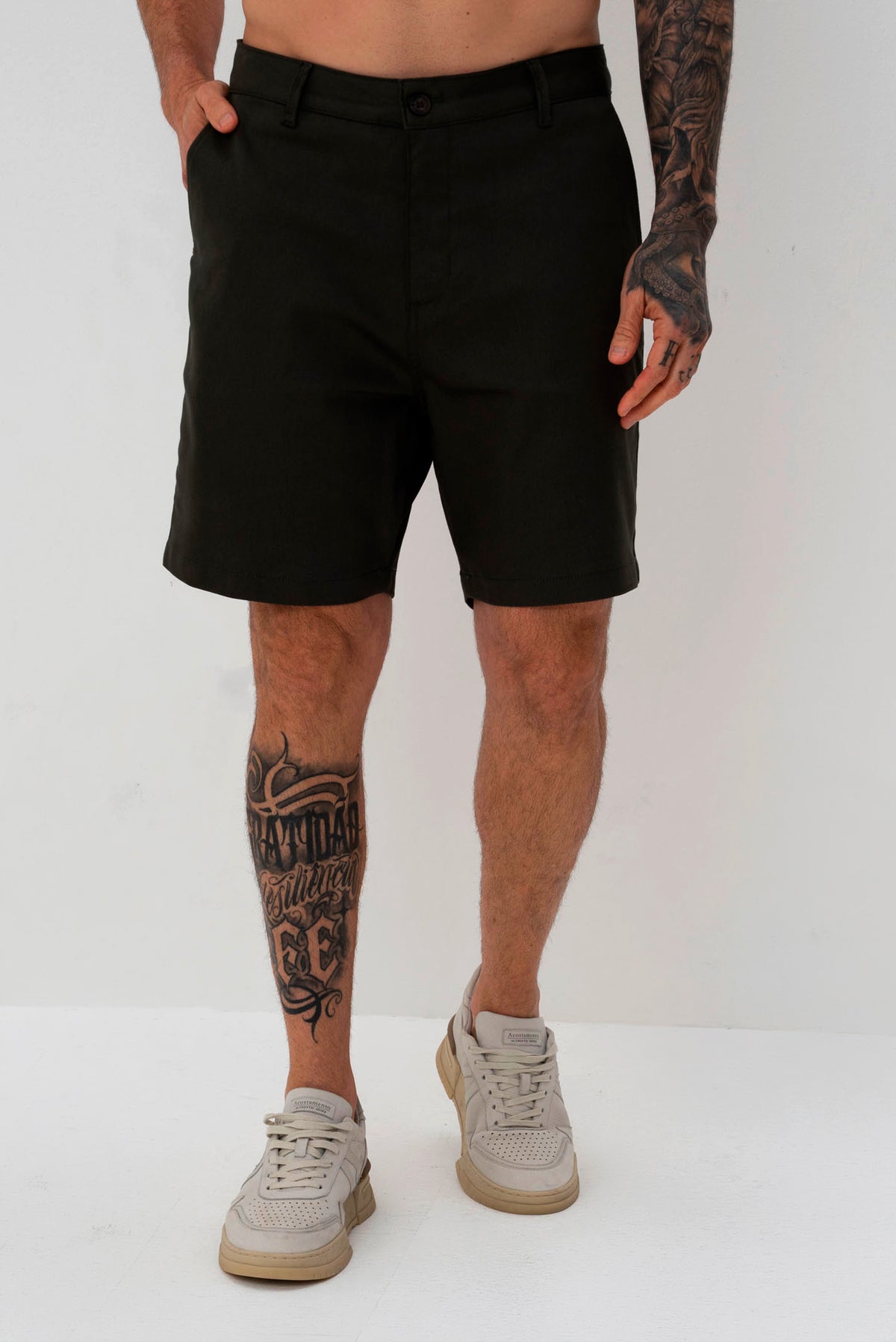 Bermuda Chino Casual Masculina Vicinal Verde Militar