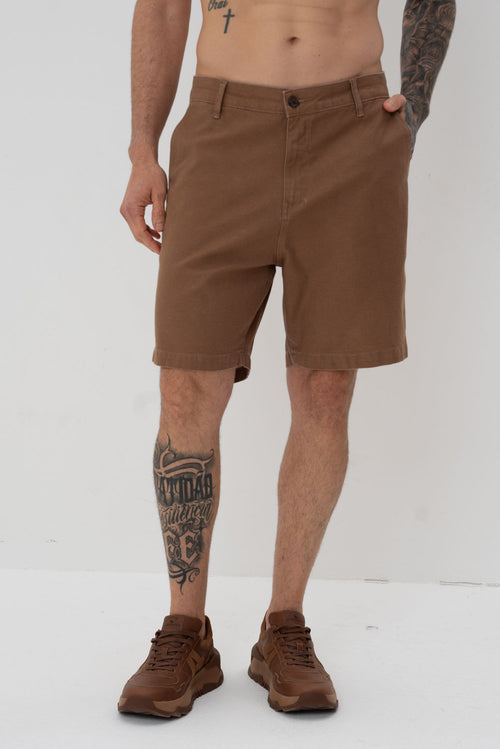 Bermuda Sarja Chino Fit Masculina Vicinal Marrom