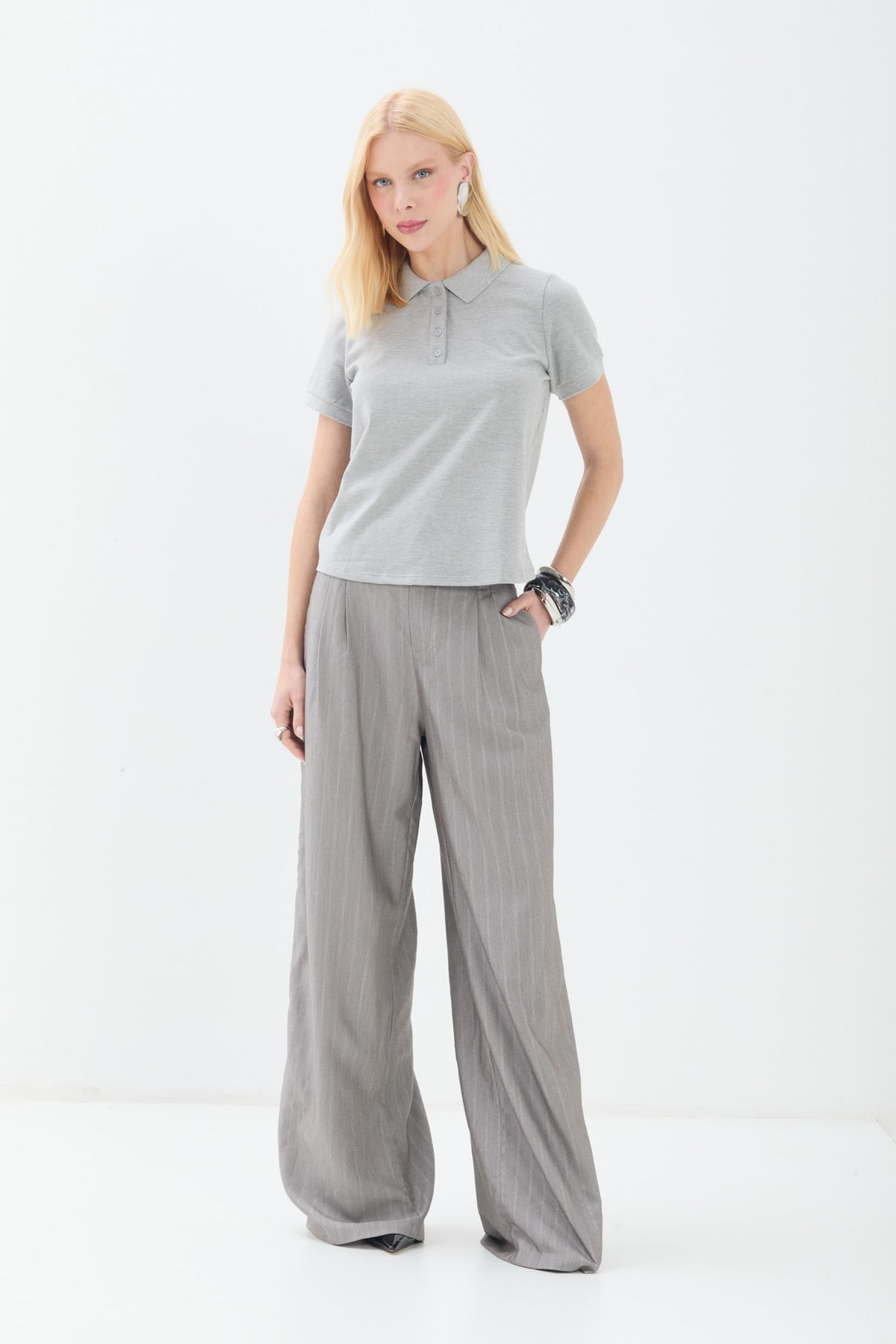 Polo Classic Casual ACT Feminina Mescla