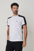Camiseta Recortes Masculina Acostamento Branco C/ Preto