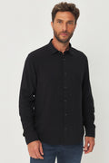 Camisa Lisa Manga Longa Masculina Acostamento Preto