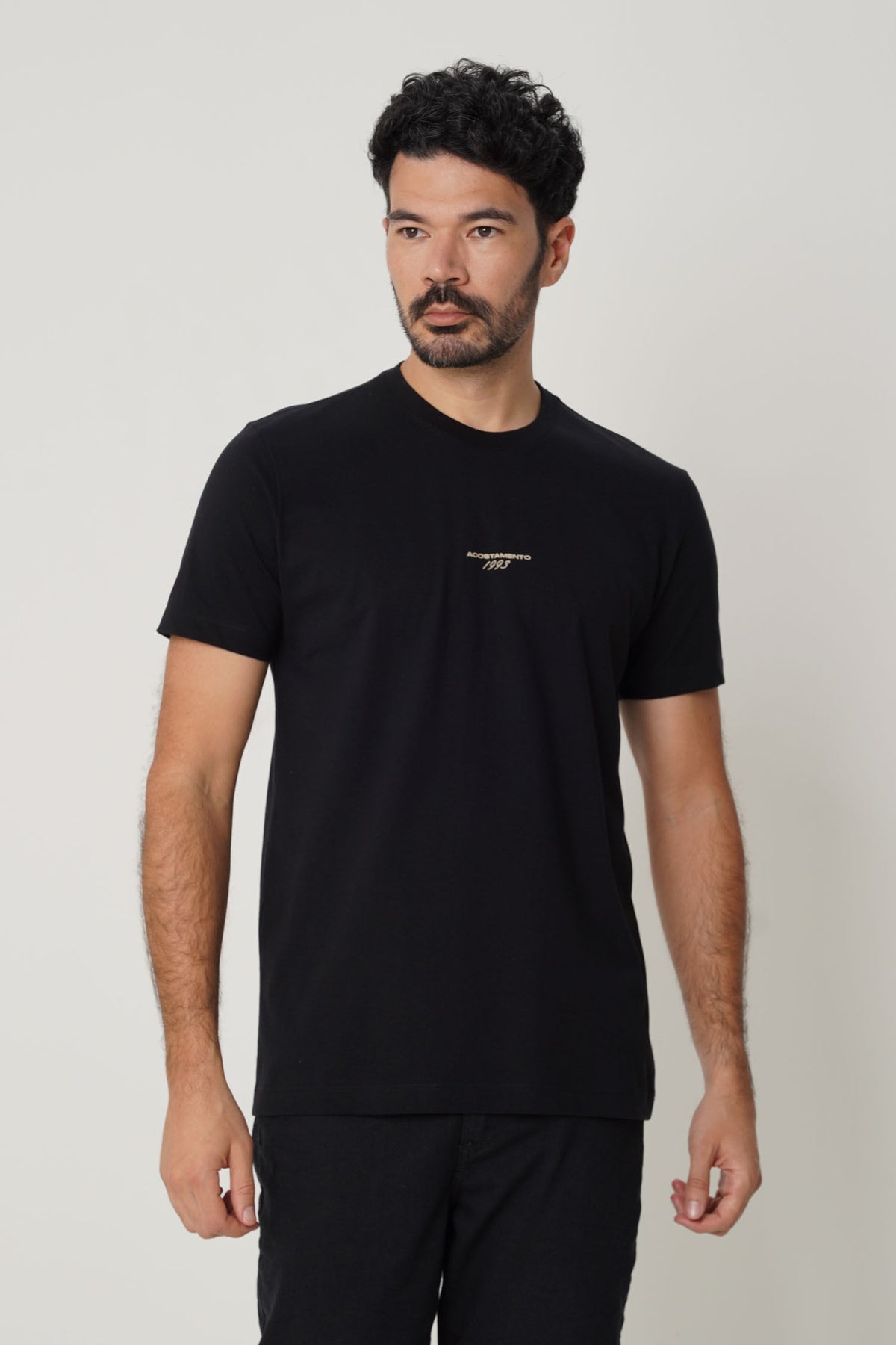 Camiseta Casual Estampada Masculina Acostamento Preto