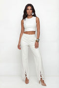 Calça Pu Com Fivela ACT Feminina Off White