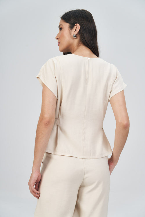Blusa Detalhe Argola Feminina Acostamento Areia