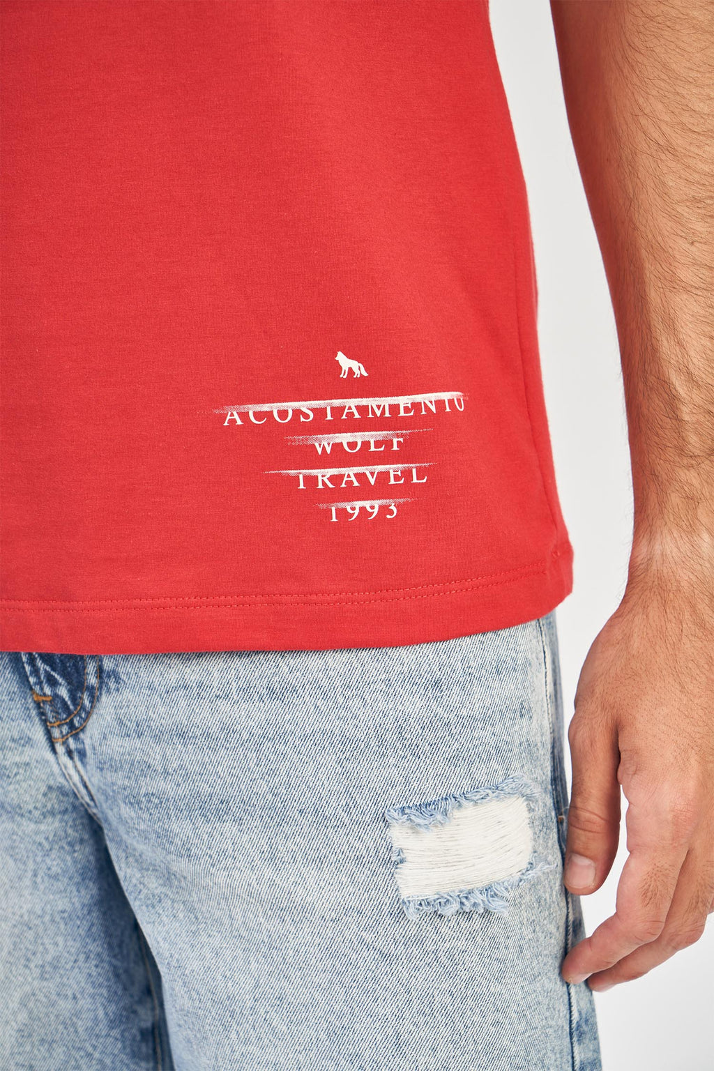 Camiseta Barra Letters Masculina Acostamento Vermelho Chilli