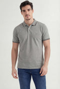 Polo Lobo Bordado Masculina Acostamento Mescla Grafite
