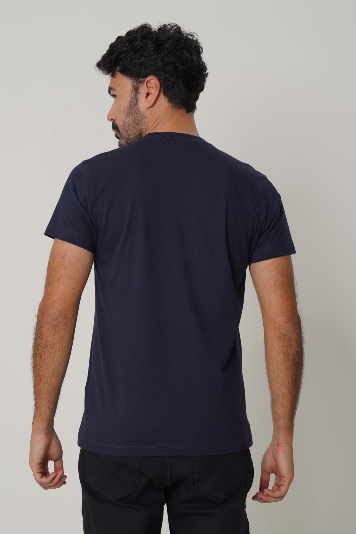 Camiseta Manga Curta Casual Masculina Acostamento Marinho