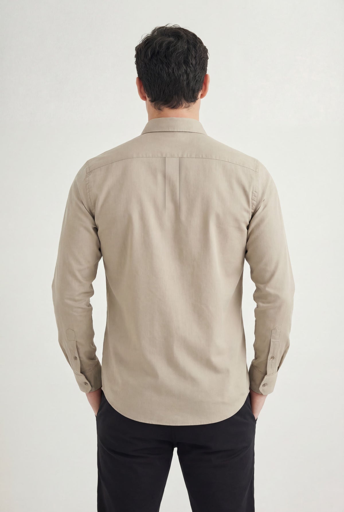Camisa Manga Longa Casual Masculina Acostamento Verde