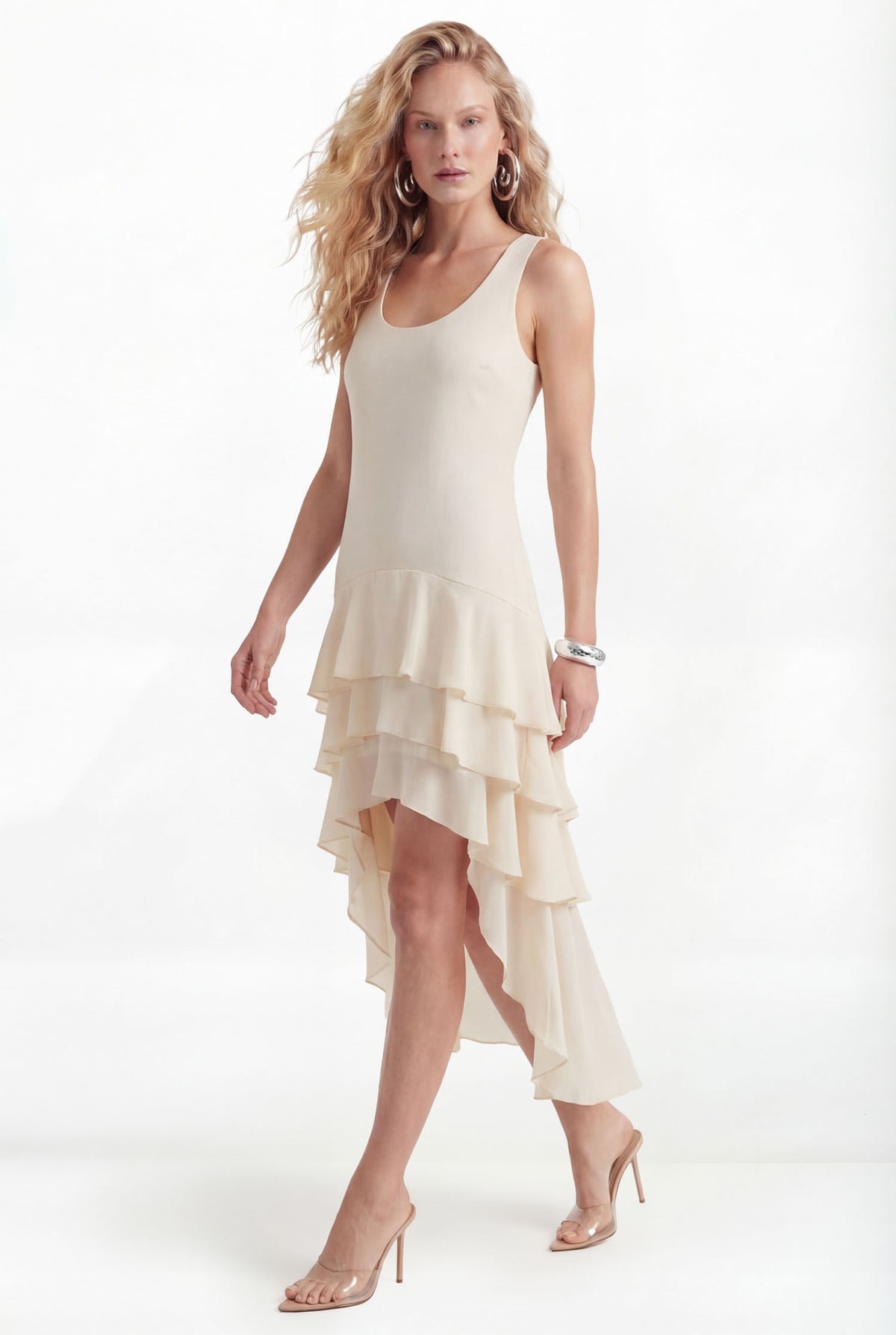 Vestido Midi Mullet Em Camadas ACT Feminino Areia