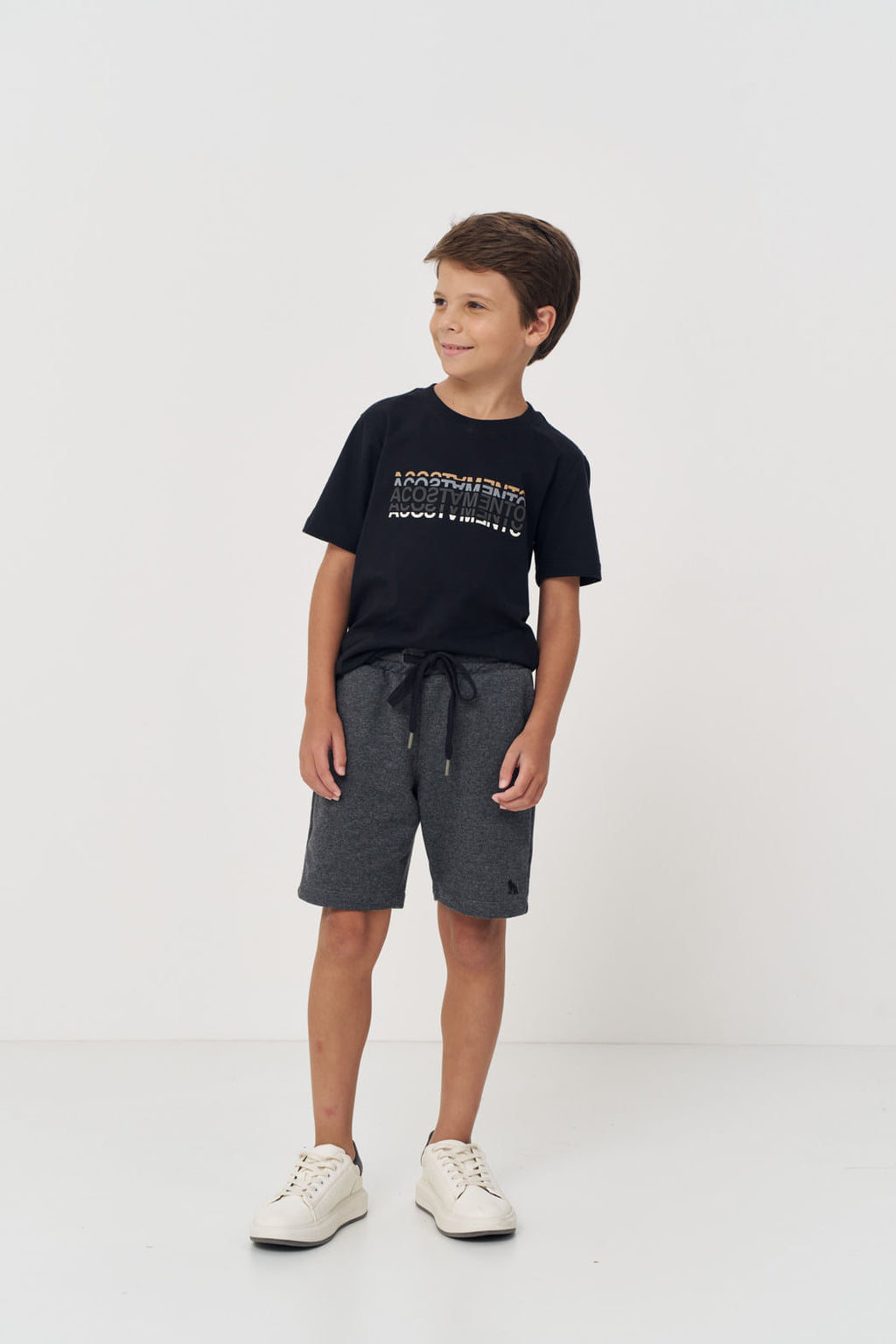 Bermuda Moletom Com Bolsos Acostamento Next Mescla Grafite