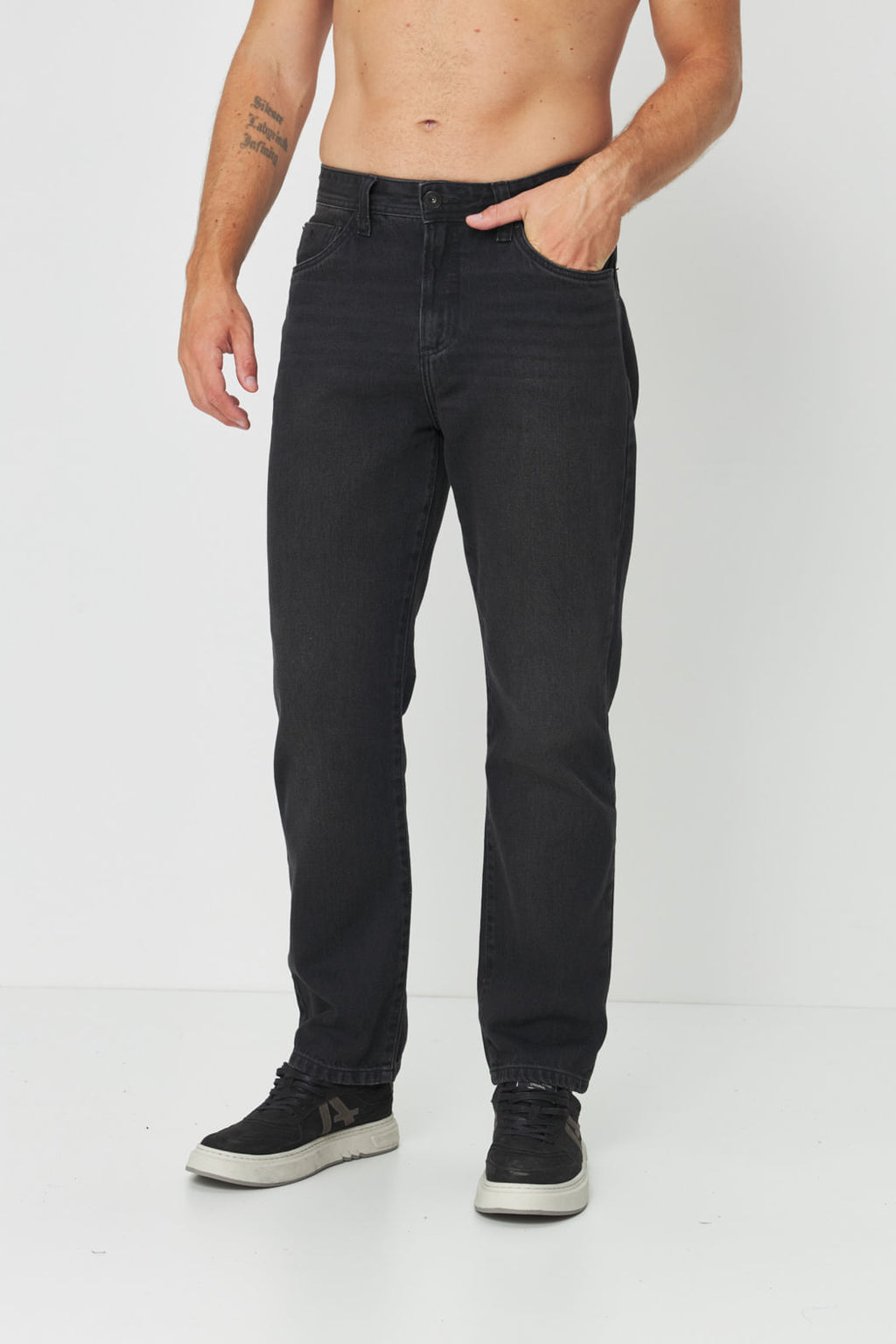 Calça Jeans Regular Masculina Acostamento Jeans Escuro