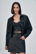 Jaqueta Pocket Black PU Feminina Acostamento Red Velvet